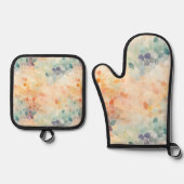 Zachte Pastel Waterverf Abstract Ovenwant & Pannenlap Set (Voorkant)