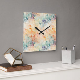 Zachte Pastel Waterverf Abstract Vierkante Klok