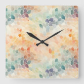 Zachte Pastel Waterverf Abstract Vierkante Klok (Voorkant)
