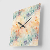 Zachte Pastel Waterverf Abstract Vierkante Klok (Hoek)