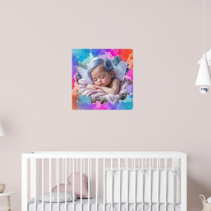 Zachte Pastel Waterverf Baby Slapend Foto Poster