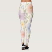 Zachte Pastel Waterverf Bloemen Leggings (Achterkant)