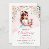 Zachte pastel waterverf blush rozen krans goud kaart (Voorkant / Achterkant)