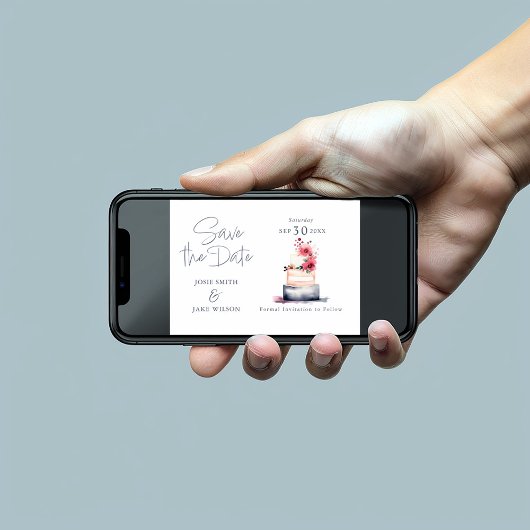 Zachte pastel waterverf bruidstaart opslaan de dat save the date