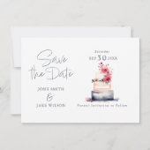 Zachte pastel waterverf bruidstaart opslaan de dat save the date (Voorkant)