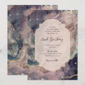 Zachte pastel Waterverf Celestial Galaxy Wedding Kaart (Voorkant / Achterkant)