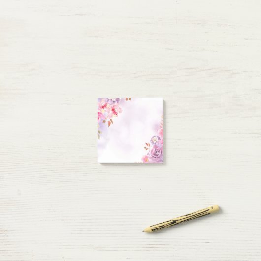 Zachte pastel waterverf floraal post-it® notes (Op bureau)