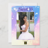 Zachte pastel waterverf foto Sweet 16 Invitation Kaart (Achterkant)