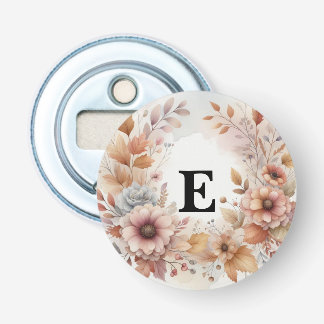 Zachte Pastel Waterverf Herfstbladeren Bloemenkade Button Flesopener