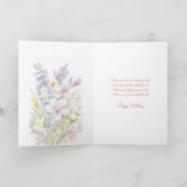 Zachte pastel Waterverf lentebloemen Verjaardag Kaart (Binnen)