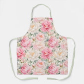 Zachte Pastel Waterverf Pioenbloesems Schort (Voorkant)