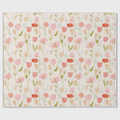 Zachte Pastel Waterverf Tulp Cadeaupapier (Vlak)