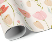 Zachte Pastel Waterverf Tulp Cadeaupapier (Rol Hoek)