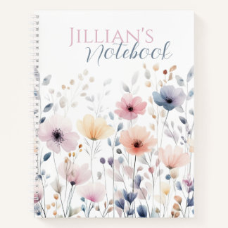 Zachte Pastel Waterverf Wilde Bloem Botanisch Notitieboek