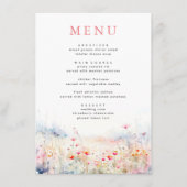 Zachte Pastel Wildbloemen Bruiloft Menu (Voorkant)