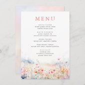Zachte Pastel Wildbloemen Bruiloft Menu (Voorkant / Achterkant)