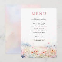 Zachte Pastel Wildbloemen Bruiloft Menu