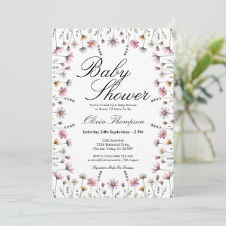 Zachte Pastel Wilde Bloem Boho Baby Shower Kaart
