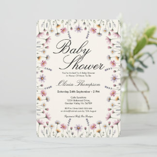Zachte Pastel Wilde Bloem Boho Baby Shower Kaart