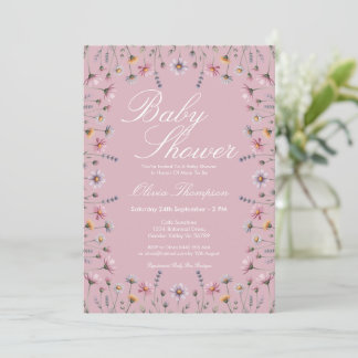 Zachte Pastel Wilde Bloem Boho Baby Shower Kaart