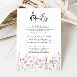 Zachte Pastel Wilde Bloem Bruiloft Details Informatiekaartje