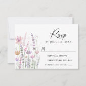 Zachte Pastel Wilde Bloem Bruiloft RSVP Kaart (Voorkant)