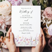 Zachte Pastel Wilde Bloemen Bruiloft Kaart