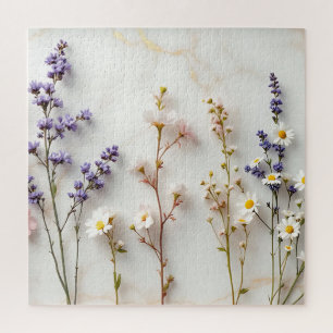 Zachte Pastel Wilde Bloemen Glas-in-Lood Bloemenku Legpuzzel