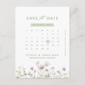 Zachte Pastel Wilde Bloemen Kalender  Bewaar de da Briefkaart (Voorkant)