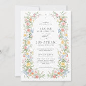 Zachte Pastel Wilde Bloemen Lente QR Code Trouwen Kaart (Voorkant)