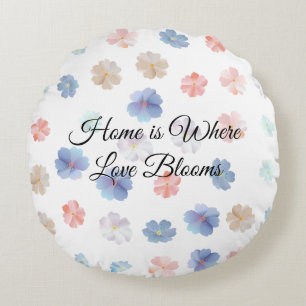 Zachte Pastel Wilde Bloemen Patroon Rond Kussen