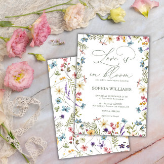Zachte Pastel Wilde Bloemen Vlinder Bruidsdouche Kaart