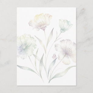 Zachte Pastel Wilde Bloemen Watercolor Elegantie Briefkaart