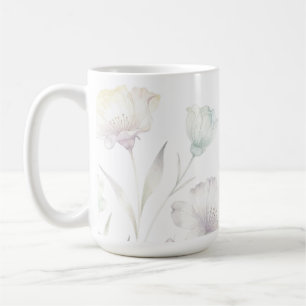 Zachte Pastel Wilde Bloemen Waterverf Gratie Koffiemok