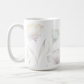 Zachte Pastel Wilde Bloemen Waterverf Gratie Koffiemok