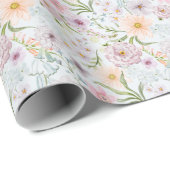 Zachte Pastel Wilde Bloementuin Aquarel Cadeaupapier (Rol Hoek)