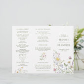 Zachte Pastel Wildflower Botanische Wedding Progra (Staand voorkant)