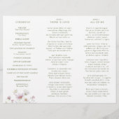 Zachte Pastel Wildflower Botanische Wedding Progra (Achterkant)