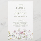 Zachte Pastel Wildflower Botanische Wedding Progra (Voorkant)