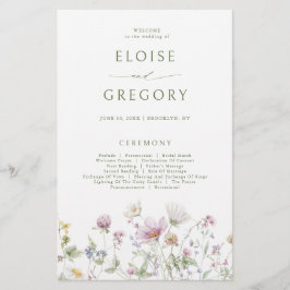 Zachte Pastel Wildflower Botanische Wedding Progra