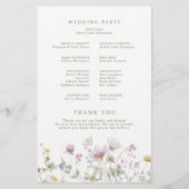 Zachte Pastel Wildflower Botanische Wedding Progra (Achterkant)