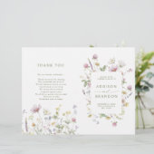 Zachte Pastel Wildflower Botanische Wedding Progra (Staand voorkant)