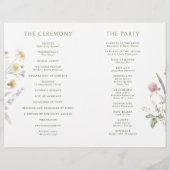Zachte Pastel Wildflower Botanische Wedding Progra (Achterkant)