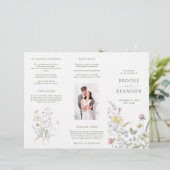 Zachte Pastel Wildflower Botanische Wedding Progra (Staand voorkant)