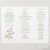 Zachte Pastel Wildflower Botanische Wedding Progra (Achterkant)