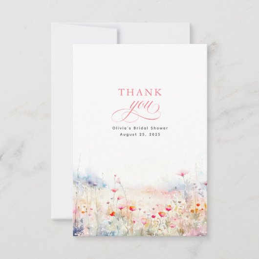Zachte Pastel Wildflower dank u Bedankkaart (Voorkant)