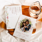 Zachte Pastel Wildflower trouwfoto Save the Date Aankondigingskaart