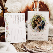 Zachte Pastel Wildflower trouwfoto Save the Date Aankondigingskaart