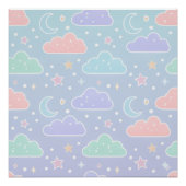 Zachte Pastel Wolken Muur Kunst Poster (Voorkant)
