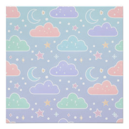 Zachte Pastel Wolken Muur Kunst Poster